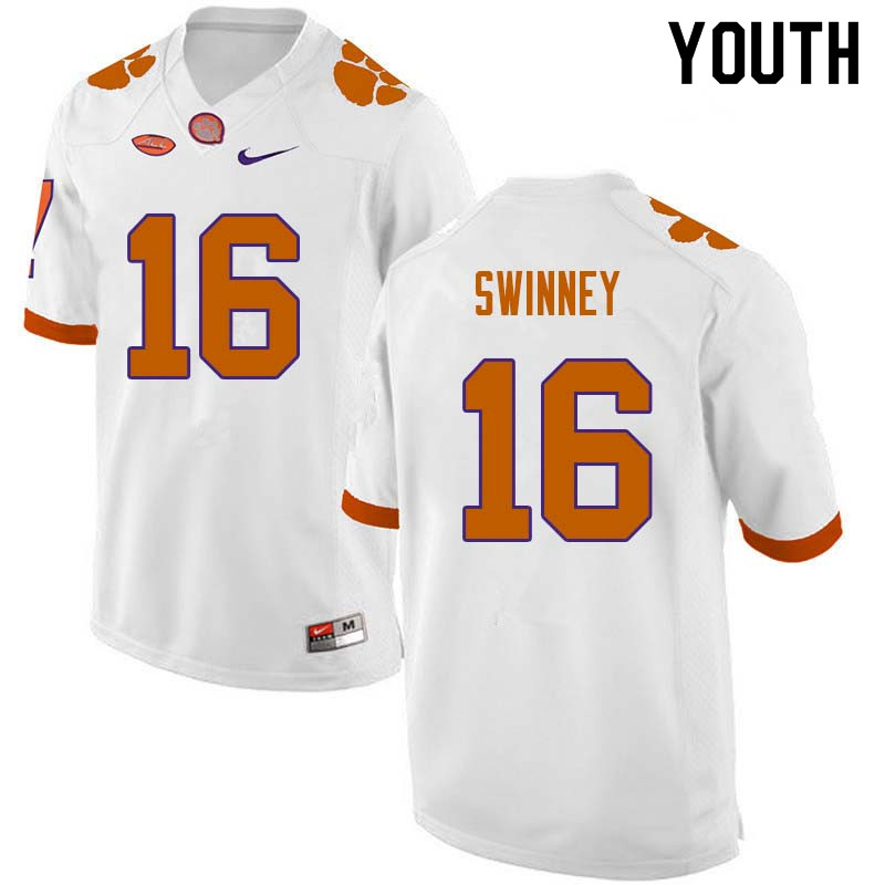 Youth #16 Will Swinney Clemson Tigers College Football Jerseys Sale-White - Click Image to Close